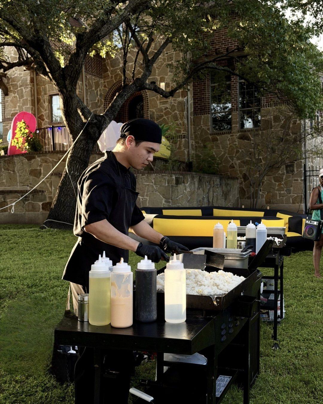 Hibachi chef at the griddle